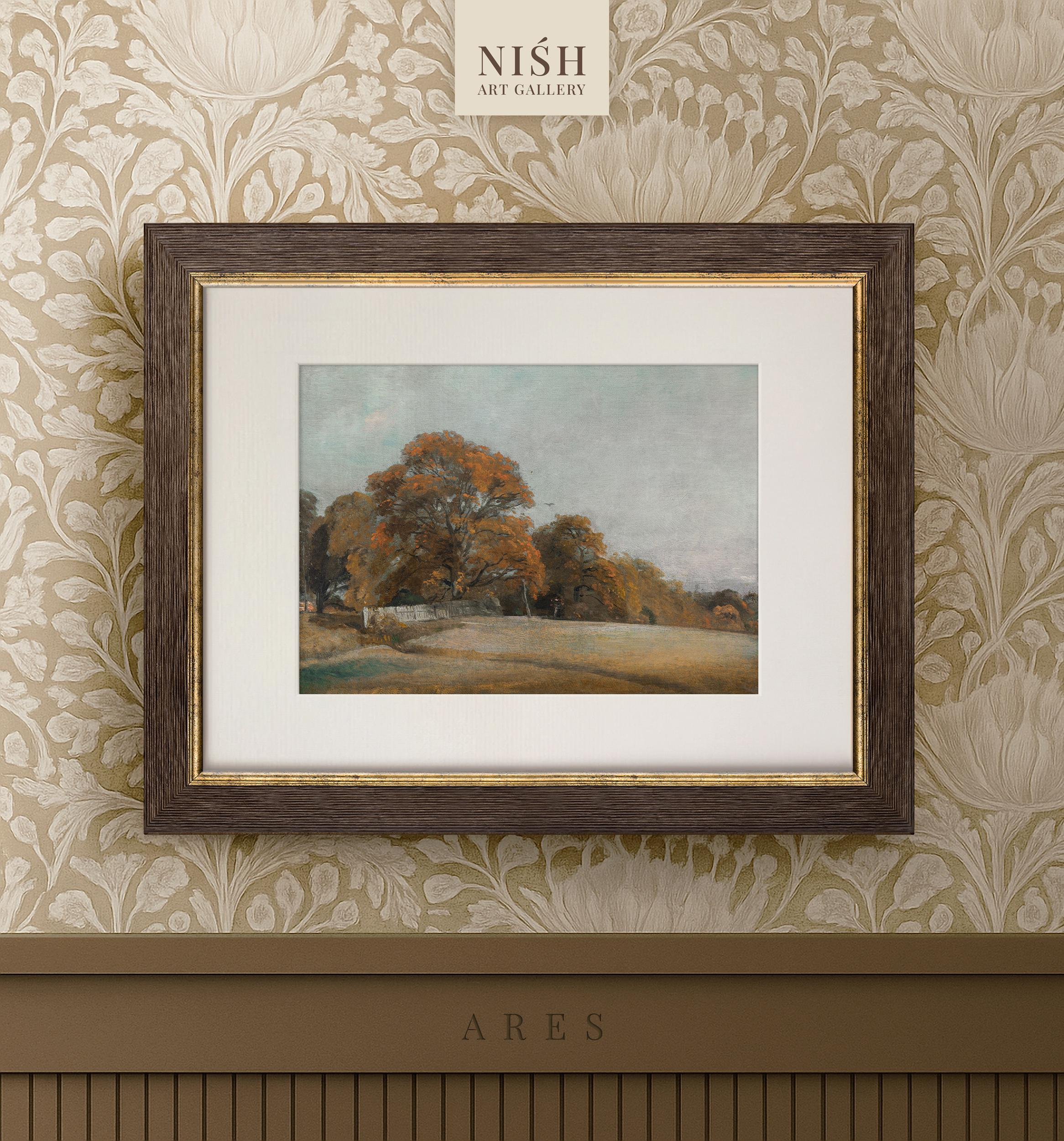 Vintage Autumn Landscape Print – Rustic Fall Trees Painting – Framed ...