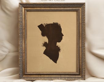 Lámina con silueta victoriana enmarcada: Arte de pared de estilo antiguo n.° 128