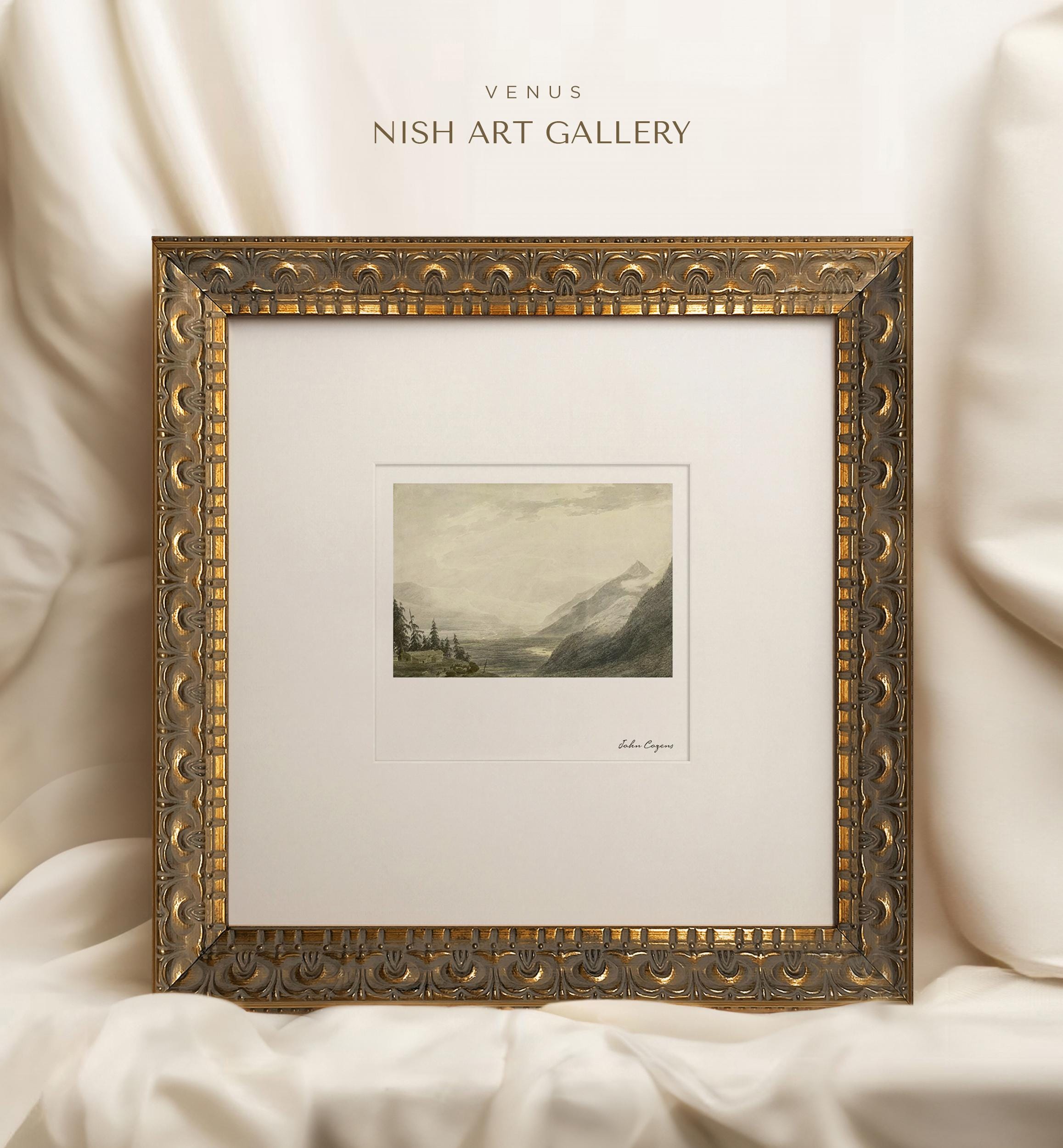 Gold Framed Matted Art Print, Landscape Oil Painting Print