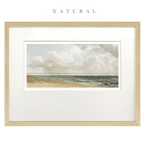 Natuurlijk hout gematteerd ingelijste muurkunst, ingelijste vintage print, zeegezicht kust strand vintage schilderij, boerderij muur decor, woondecoratie #306