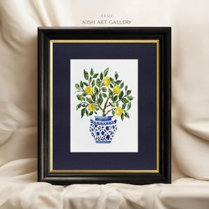 Framed Lemon Tree Painting Print: Gold Foil Frame, Textured Art Paper #135 ZEUS