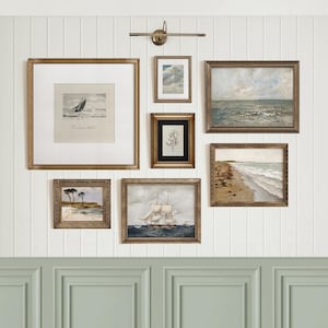 Framed Gallery Wall Art Set: White & Blue Coastal Prints #434