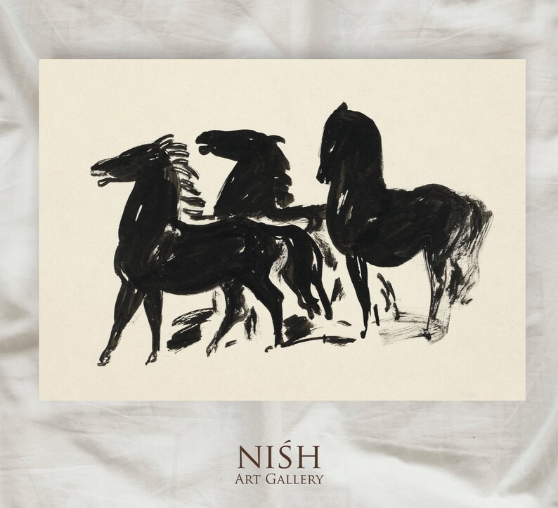 Vintage Framed Horse Art Print Antique Horse Etching Etsy