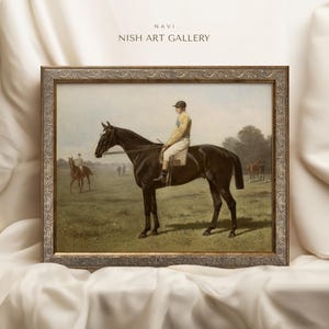 Vintage Horse Art Print Framed, Father&#39;s Day Gift, Equestrian Art, Antique Replica Painting Wall Art, Ornate Gold Frame, Wall Art Print #254