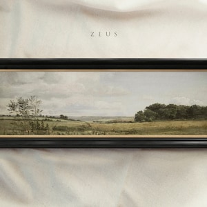Panoramic Vintage Framed Wall Art, 10x30 inch, 8x24 inch, 12x36 inch, Wide Landscape Painting, Antique Framed Print, Housewarming Gift #215