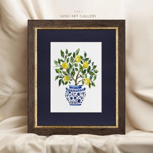 Framed Lemon Tree Painting Print: Gold Foil Frame, Textured Art Paper #135 ARES