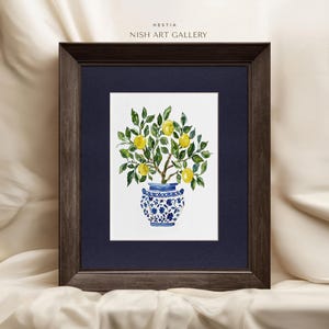 Framed Lemon Tree Painting Print: Gold Foil Frame, Textured Art Paper #135 HESTIA