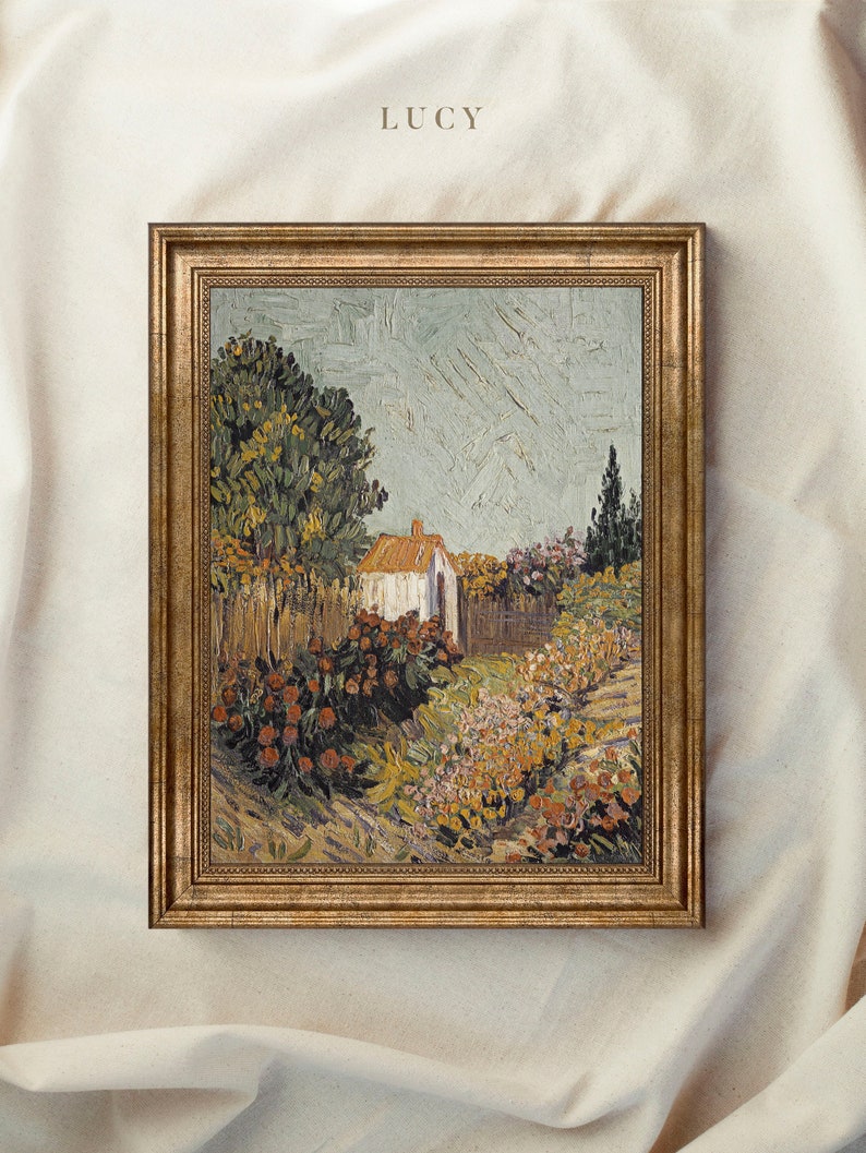 Vintage Art Prints Framed, Oil Painting Art, Antique Replica Painting, Vintage Landscape Painting, Ornate Gold Frame, Housewarming Gift 51 LUCY