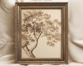 Framed Tree Sketch Print: Vintage Landscape Wall Art #106 - Etsy