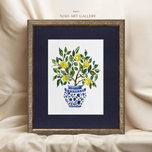 Framed Lemon Tree Painting Print: Gold Foil Frame, Textured Art Paper #135 NAVI