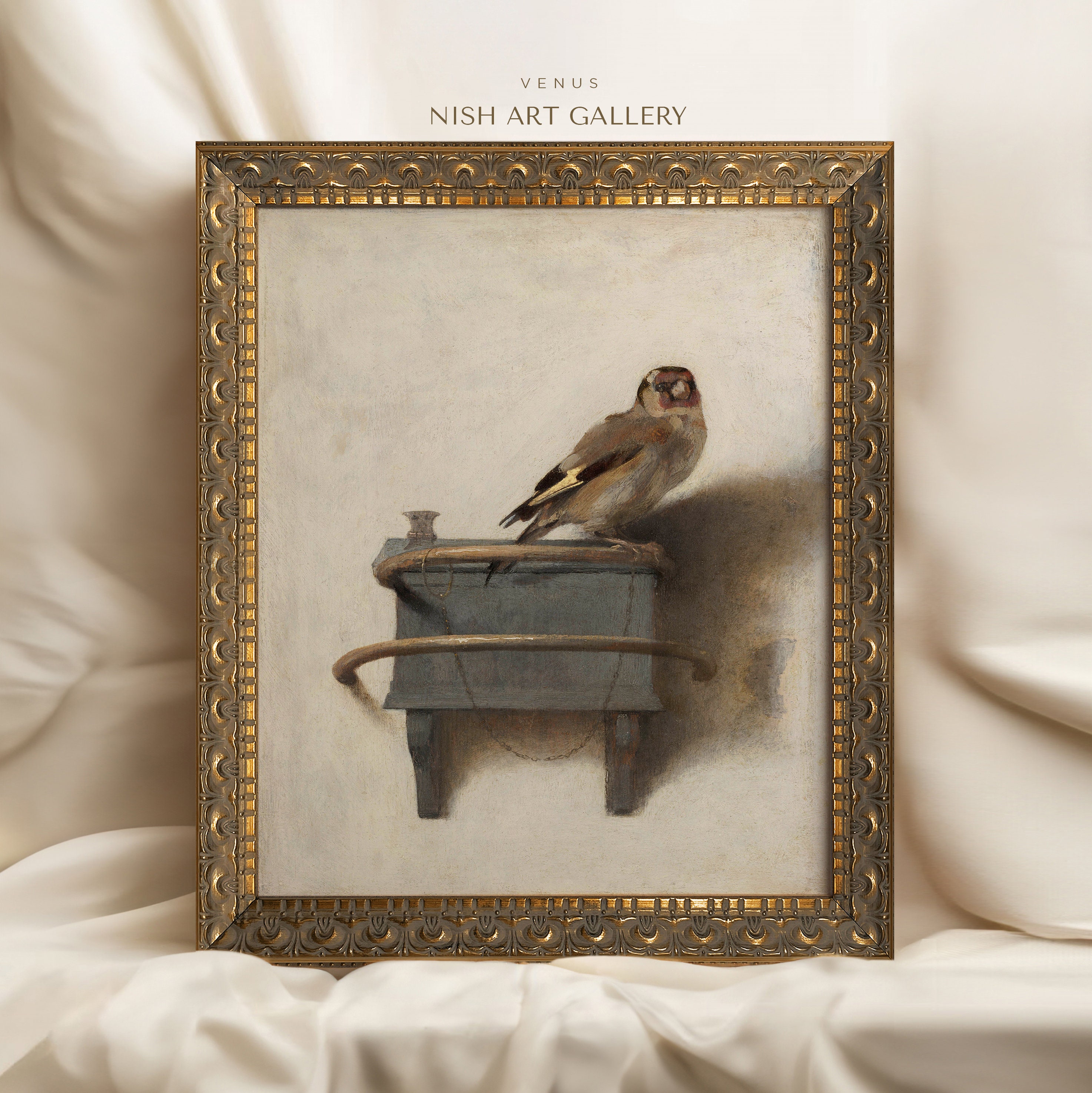 アート・デザイン・音楽 CLASSIC NATURAL HISTORY PRINTS BIRDS Framed Vintage Bird Print: Rustic Country Animal Art, Ornate Gold