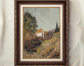 Impresiones de arte vintage enmarcadas, arte de pintura al óleo, pintura de réplica antigua, pintura de paisaje vintage, marco de oro adornado, regalo de inauguración de la casa #51