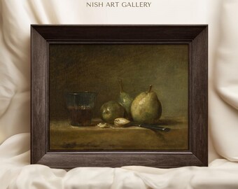 額装されたヴィンテージフルーツ絵画アートプリント：静物画キッチン