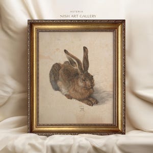 Framed Vintage Print, Rabbit Wall Art, Vintage Art Framed, Bunny Watercolor Print, Nursery Prints, Rustic Farmhouse, Housewarming Gift #186