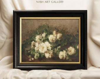 Vintage Flower Oil Painting: Ornate Gold Framed Giclee Art Print #96