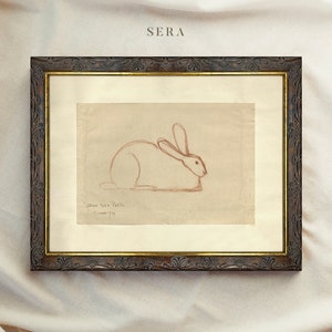 Vintage Art Framed, Rabbit Drawing, Antique Sketch, Vintage Animal Art, Ornate Gold Framed, Vintage Wall Decor, Housewarming Gift 64 SERA