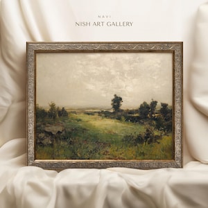 May include: A framed landscape painting depicting a field with trees and a cloudy sky. The painting is in a gold frame with ornate details. The title "NAVI NISH ART GALLERY" is visible at the top of the image.