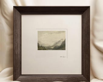 風景油絵プリント：金色の額縁付きマットアート、トランジショナル