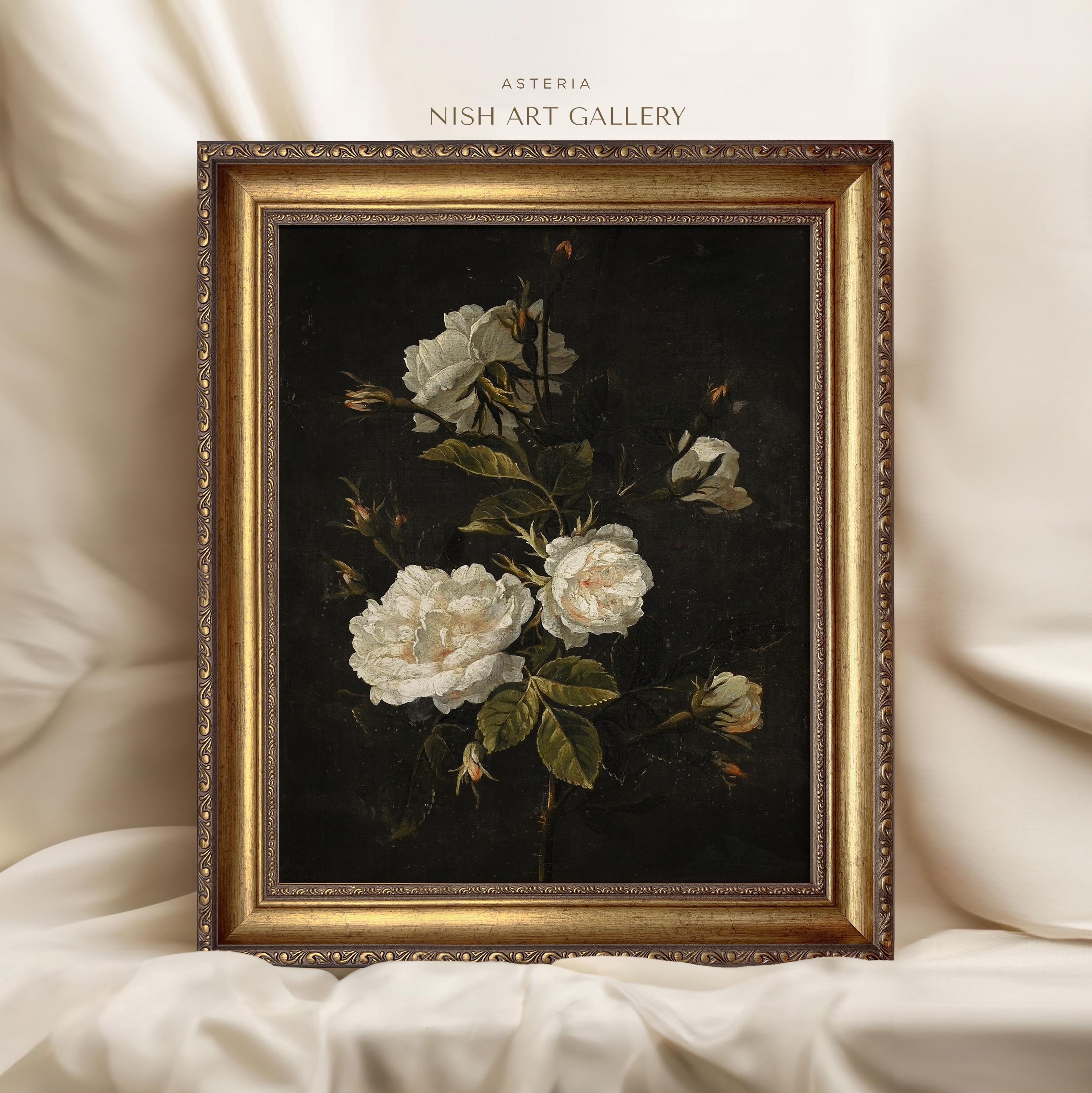 Framed Vintage White Roses Print: Still Life Botanical Art #418 - Etsy