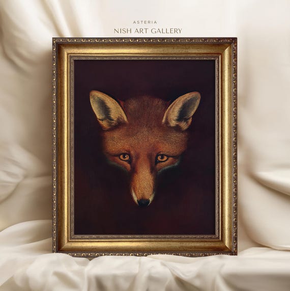 ひ*ん様 英国ヴィンテージ FOX FRAMES ｘ CROCKER.WILSO Framed Fox Print: Vintage Animal Illustration, Dark Moody Wall Art
