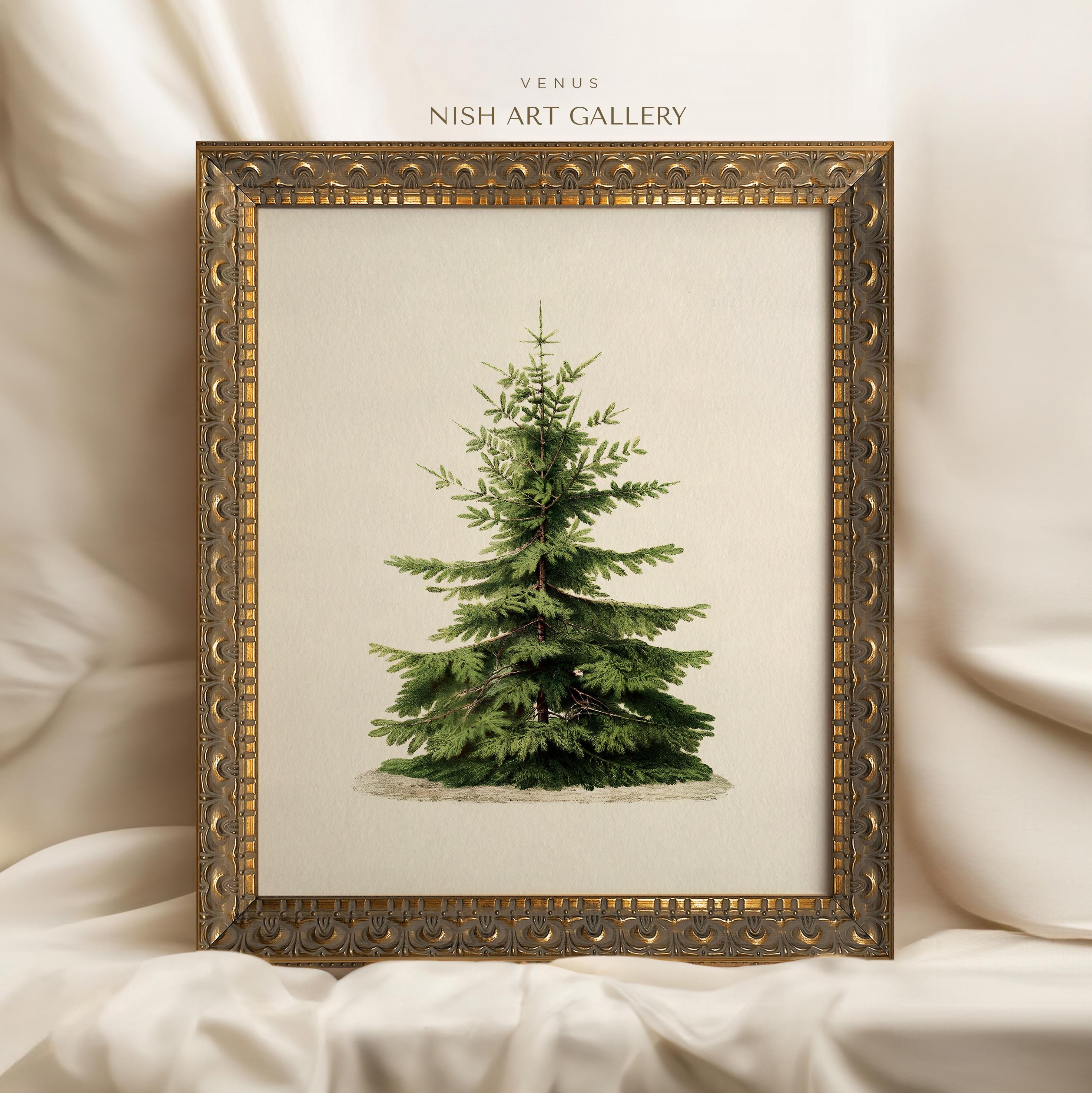 Framed Vintage Pine Tree Christmas Print: Gold Frame #219 - Etsy