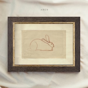 Vintage Art Framed, Rabbit Drawing, Antique Sketch, Vintage Animal Art, Ornate Gold Framed, Vintage Wall Decor, Housewarming Gift 64 ARES