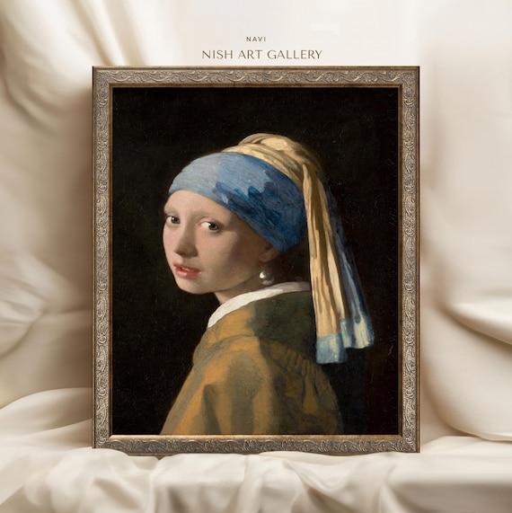 フェルメール作「真珠の耳飾りの少女」のアートプリント：華やかな金枠