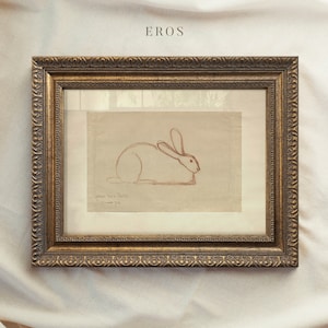 Vintage Art Framed, Rabbit Drawing, Antique Sketch, Vintage Animal Art, Ornate Gold Framed, Vintage Wall Decor, Housewarming Gift 64 EROS