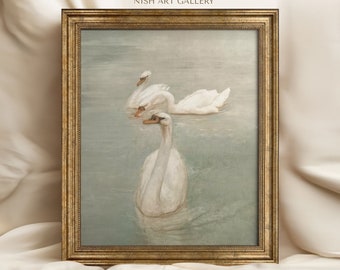 Vintage Schwan GERAHMT Wandkunst | Kunstdrucke mit Kunstdrucken | Kinder Vintage Wand Dekor | Baby Geschenk #34