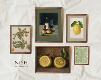 Vintage Gallery Wall Art Print SET / Vintage Lemon Branch Prints / Farmhouse Kitchen Print Set / Vintage Fruit Prints / DIGITAL DOWNLOAD #45