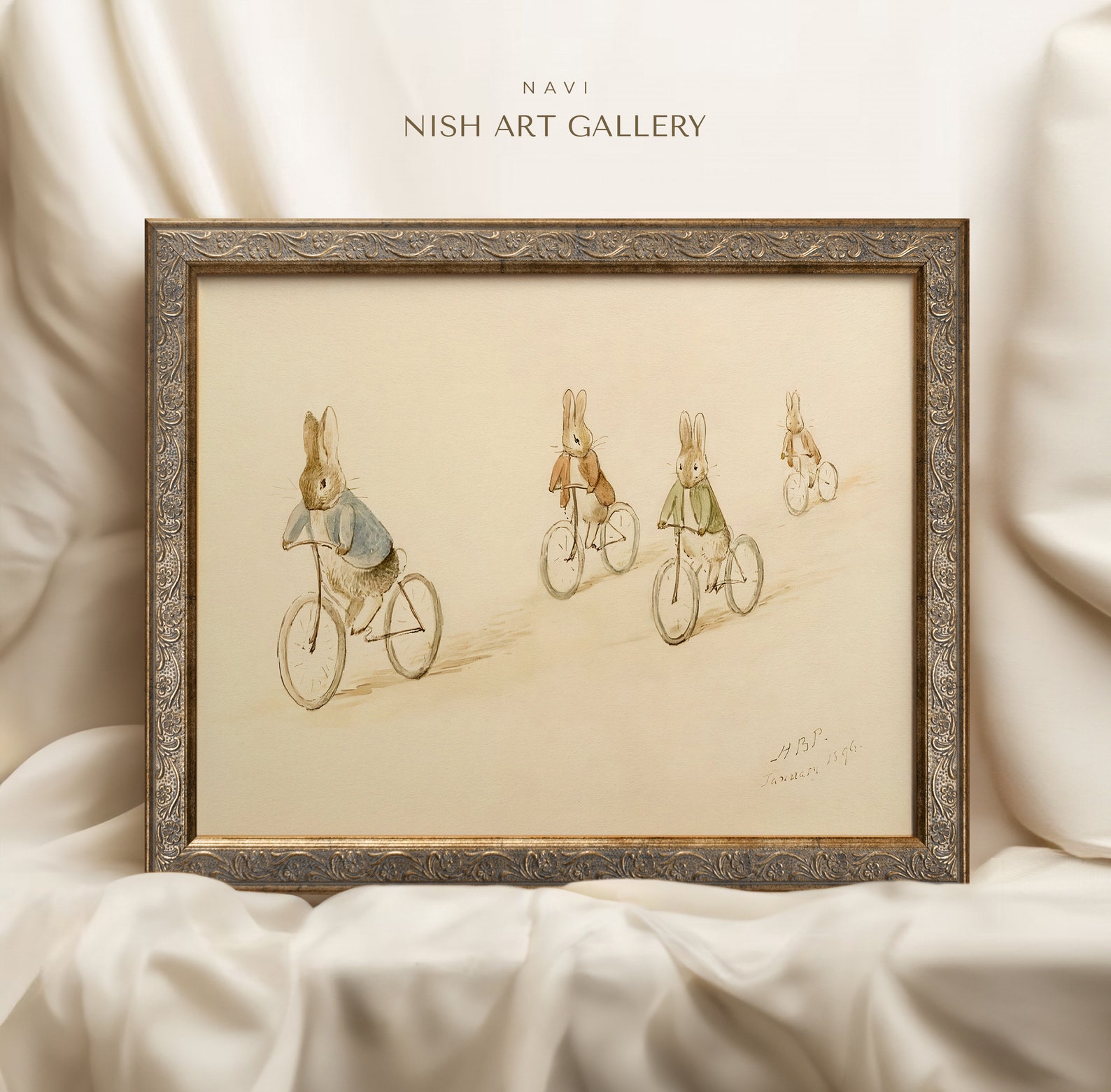 Rabbit Bicycle Race Art Print: Vintage Style Rabbits on Bikes #321 - Etsy