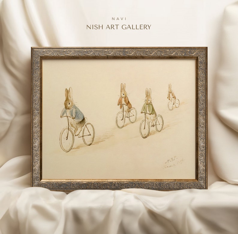 Compact Bike Frame Rabbit Rabbit Bicycle Race Art Print: Vintage Style Rabbits on Bikes #321 - Etsy