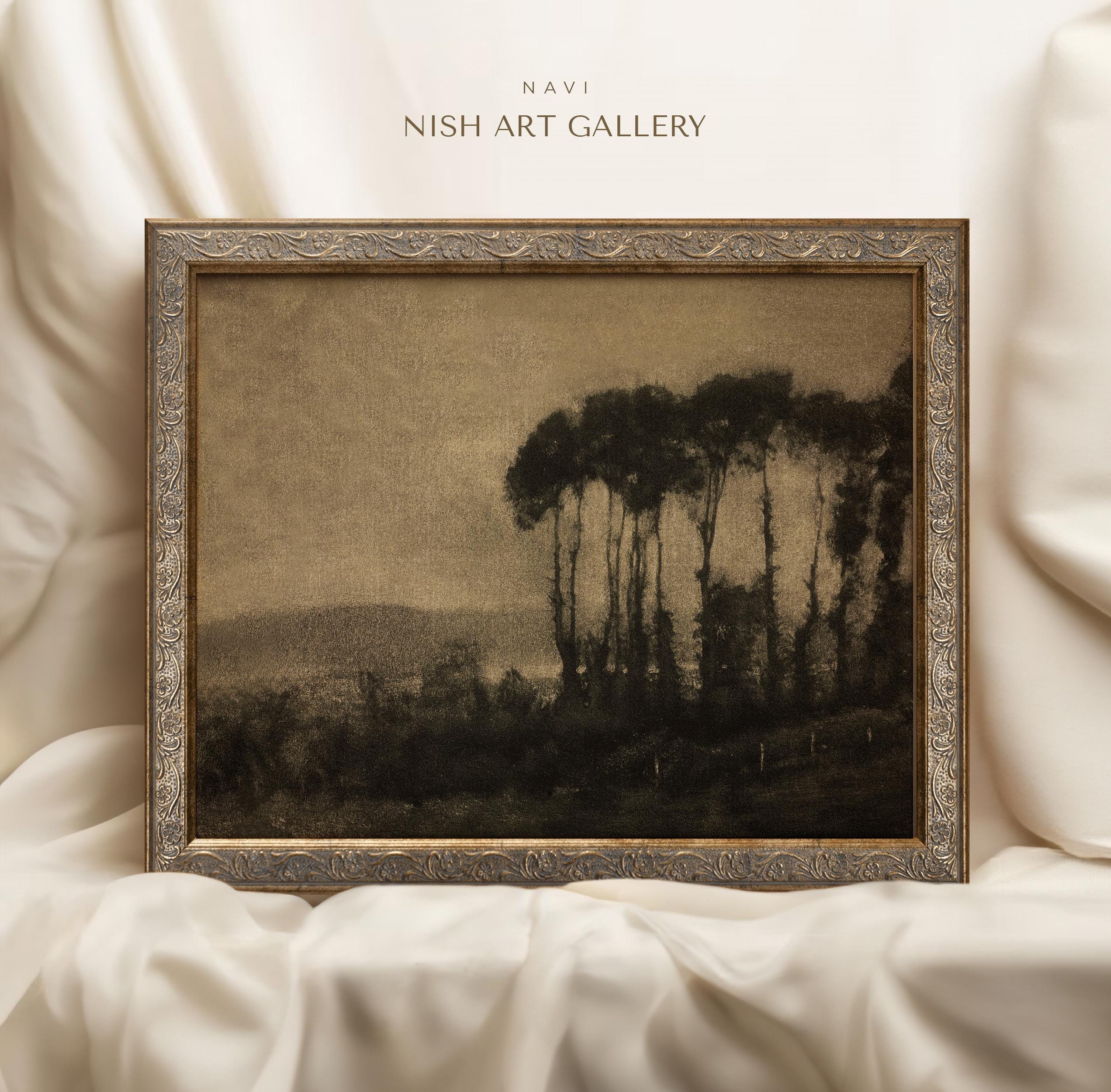 Framed Moody Forest Landscape Art Print: Vintage Farmhouse Wall Decor ...