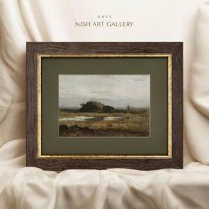 Framed Vintage Landscape Art Print: Green Matted Wall Decor