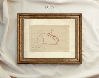 Vintage Art Framed, Rabbit Drawing, Antique Sketch, Vintage Animal Art, Ornate Gold Framed, Vintage Wall Decor, Housewarming Gift #64