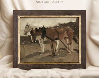 Framed Vintage Horse Print: Farmhouse Wall Decor #307