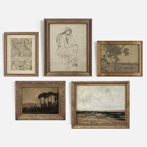 Vintage gerahmte Galerie Wand Druck Set von 5, rustikale Bauernhaus Dekoration, dunkel launische Wand, Dekoration, Wanddekoration, gerahmt Kunstdruck #305