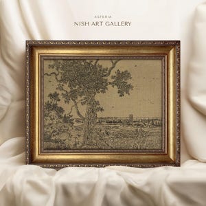 Vintage Sketch Art Framed, Rustic Ink Drawing Wall Art Printed, Moody ...