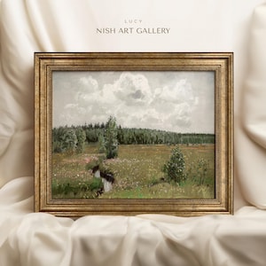 Framed Meadow Print: Vintage Grassland Wall Art #355