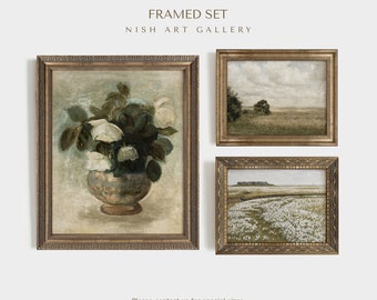 Framed Farmhouse Print Set: Sage Green Vintage Gallery Wall Art #108