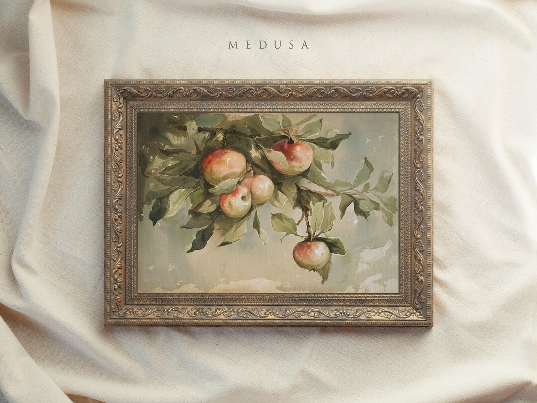 Vintage Art Prints Framed, Vintage Apple Tree Painting, Farmhouse