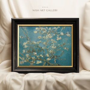 Vintage Art Framed Print, Van Gogh Almond Blossom, Flower Oil Painting, Antique Replica Painting, Ornate Gold Framed, Trend Wall Decor #258