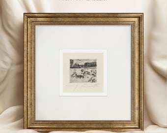 額入り抽象スケッチアートプリント：金箔押しイタリアンフレーム #327