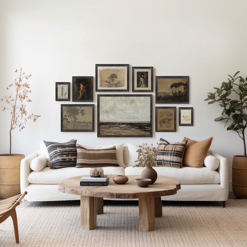 FRAMED Gallery Wall Art Set, Vintage Wall Set, Set of 9, Dark Moody Wall Set, Farmhouse Decor, Rustic Wall Decor, Framed Art Print Set 26 FRAMED