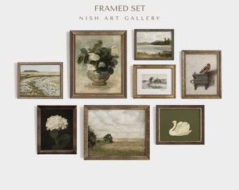 FRAMED Vintage Wall Art Set, Spring Gallery Wall Set, Green Tones, Cottage Decor, Wall Decor, Framed Art Print Set, Housewarming Gift