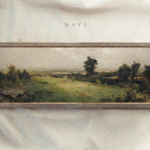 Panoramic Vintage Framed Wall Art, 10x30 inch, 8x24 inch, 12x36 inch, Wide Landscape Painting, Antique Framed Decor, Housewarming Gift #273