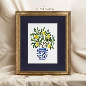 Framed Lemon Tree Painting Print: Gold Foil Frame, Textured Art Paper #135 LUCY