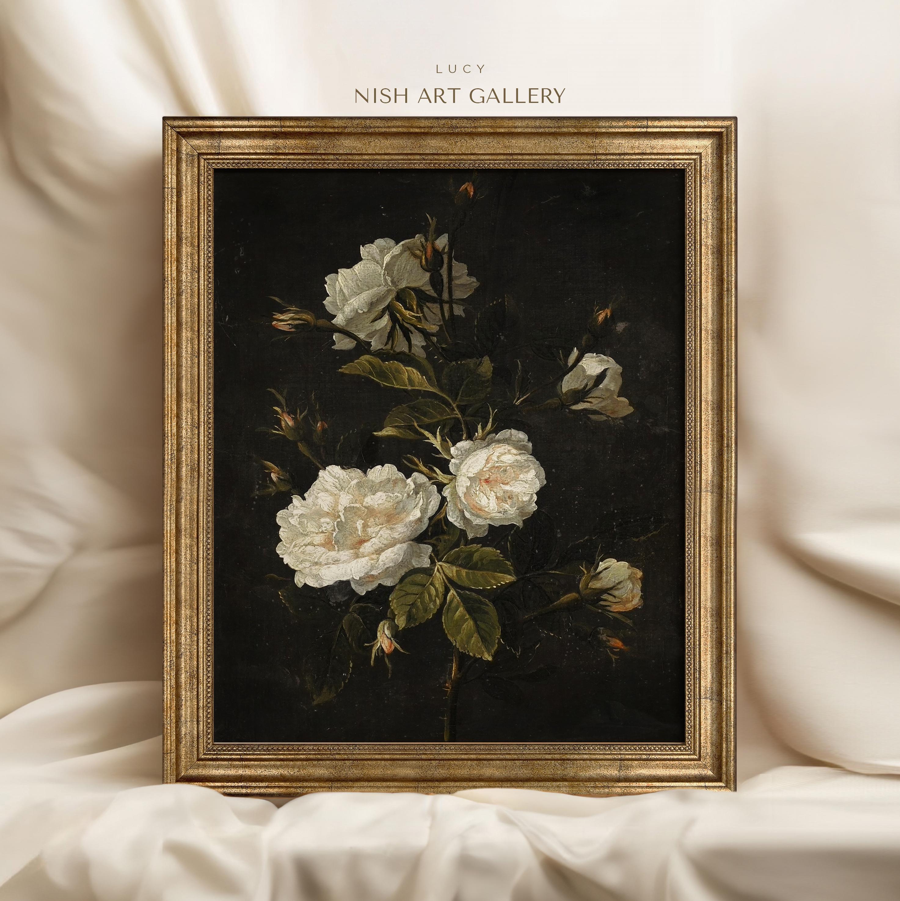 Framed Vintage White Roses Print: Still Life Botanical Art #418 - Etsy