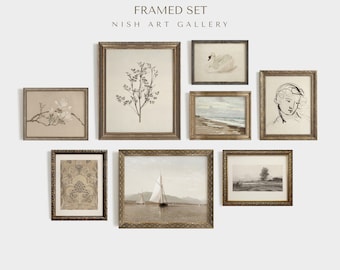 FRAMED Vintage Wall Art Set, Neutral Gallery Wall Set, Beige Tones, Farmhose Decor, Wall Decor, Framed Art Print Set, Housewarming Gift