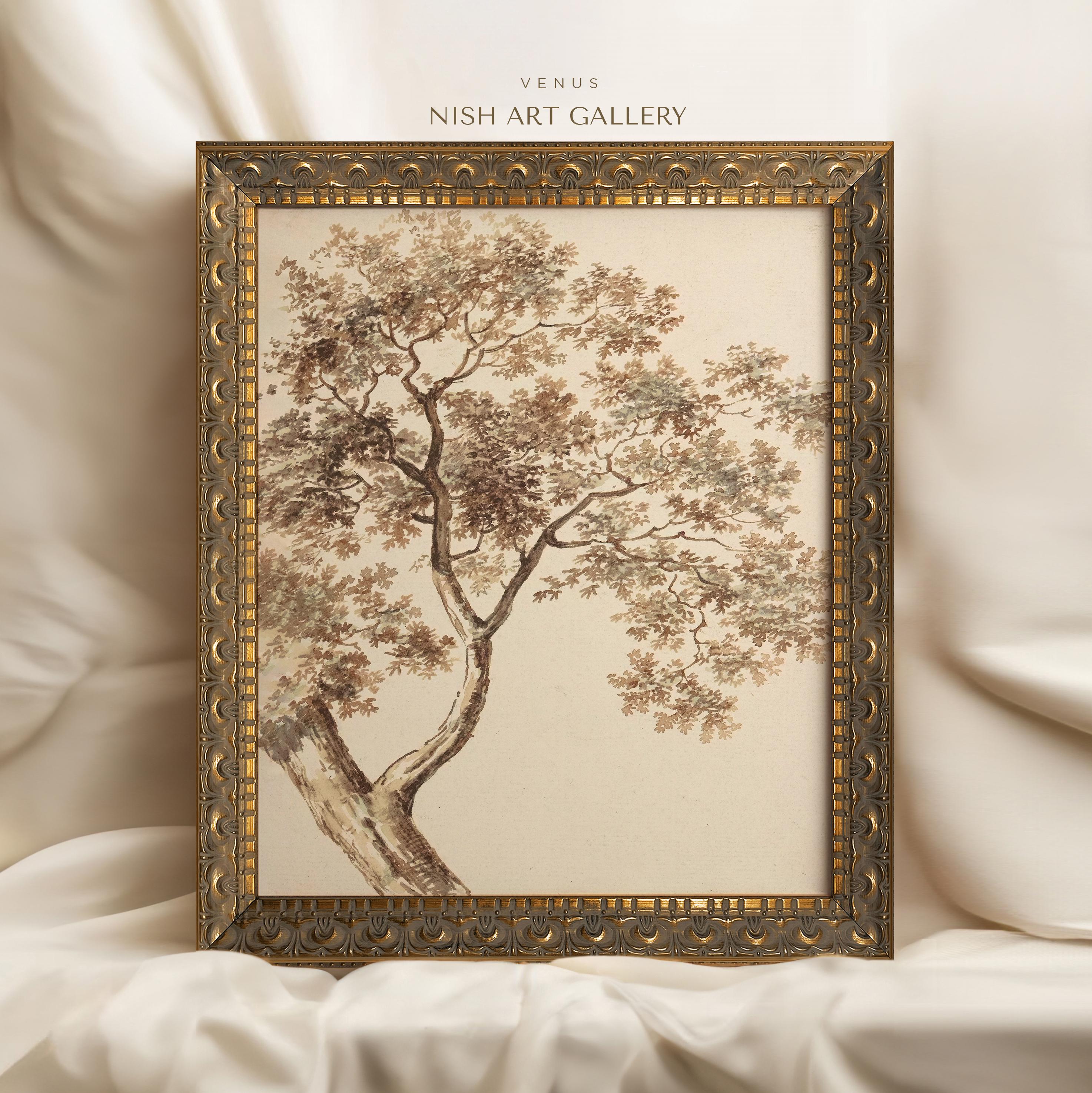 Framed Tree Sketch Print: Vintage Landscape Wall Art #106 - Etsy